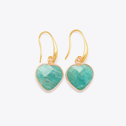 Chrysoprase Heart Drop Earrings - Global Village Kailua Boutique
