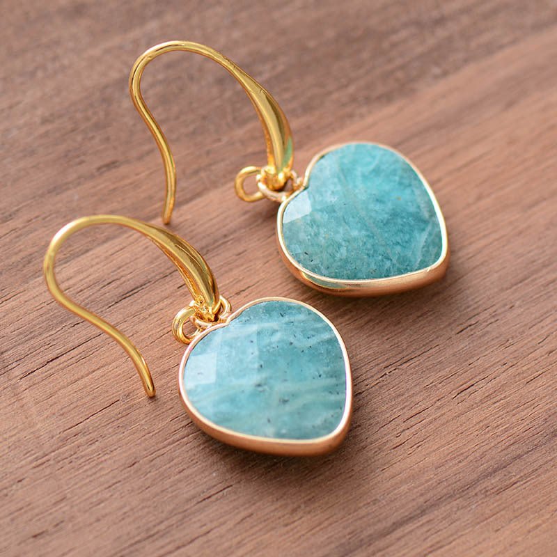 Chrysoprase Heart Drop Earrings - Global Village Kailua Boutique