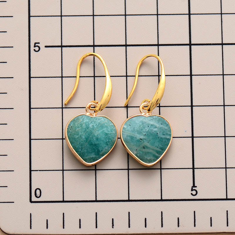 Chrysoprase Heart Drop Earrings - Global Village Kailua Boutique