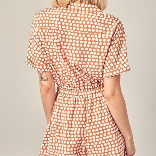 Collared Polka Dot Romper Global Village Kailua Boutique