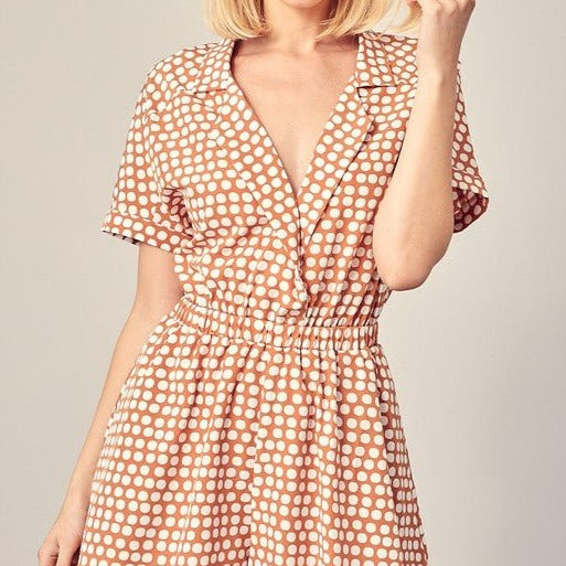 Collared Polka Dot Romper Global Village Kailua Boutique
