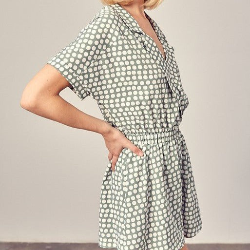 Collared Polka Dot Romper Global Village Kailua Boutique
