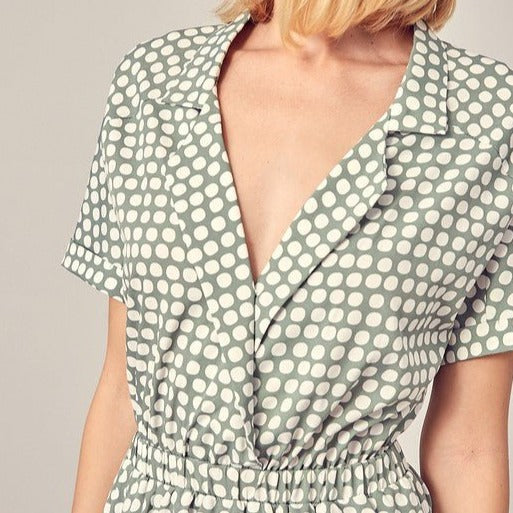 Collared Polka Dot Romper Global Village Kailua Boutique