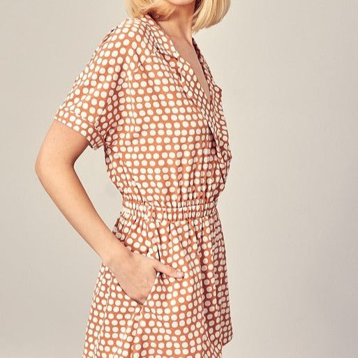 Collared Polka Dot Romper Global Village Kailua Boutique