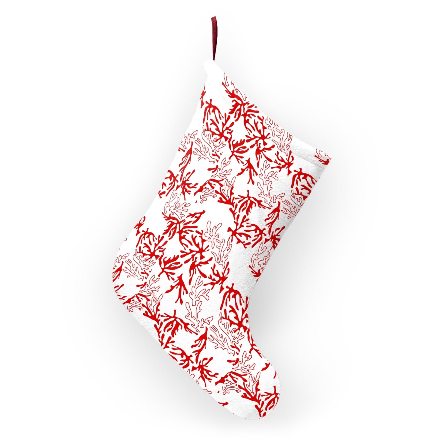 Coral Red Christmas Stockings - Global Village Kailua Boutique