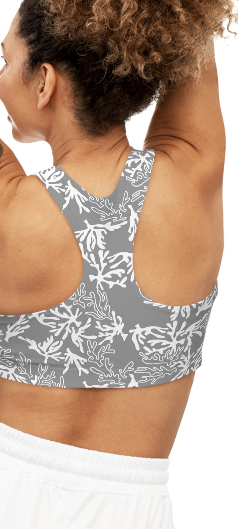 Coral Sharkskin Grey Seamless Sports Bra - Global Village Kailua Boutique
