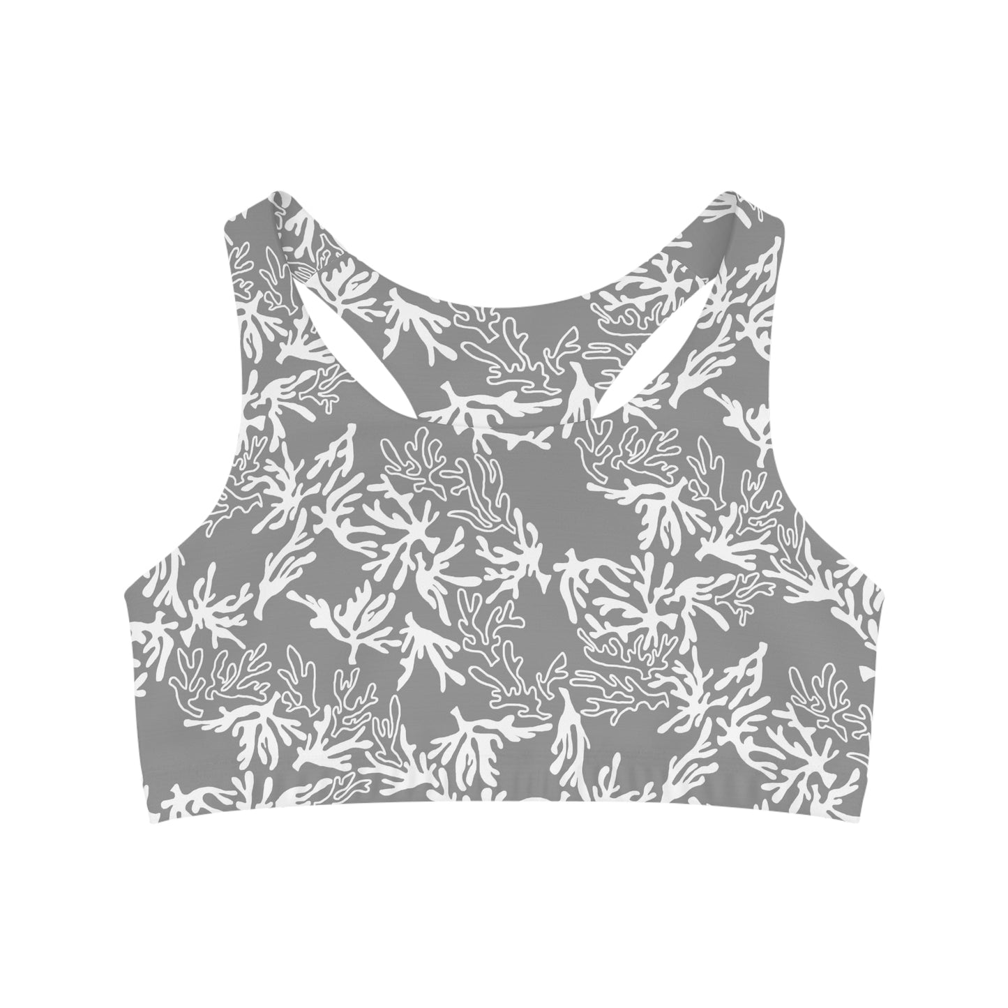 Coral Sharkskin Grey Seamless Sports Bra - Global Village Kailua Boutique