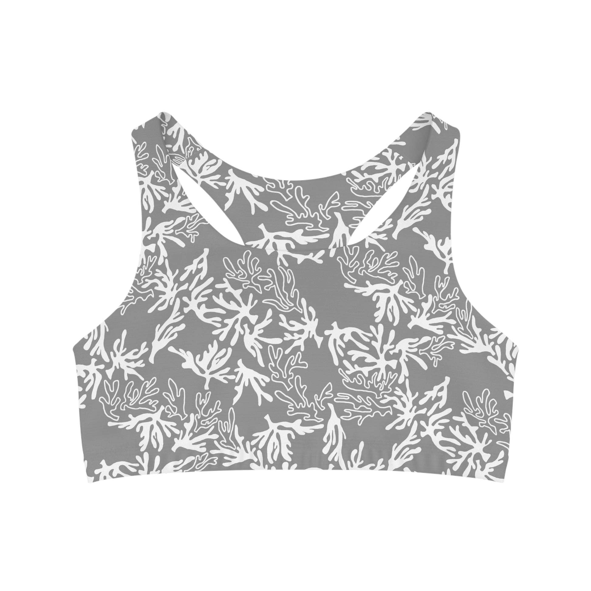 Coral Sharkskin Grey Seamless Sports Bra - Global Village Kailua Boutique
