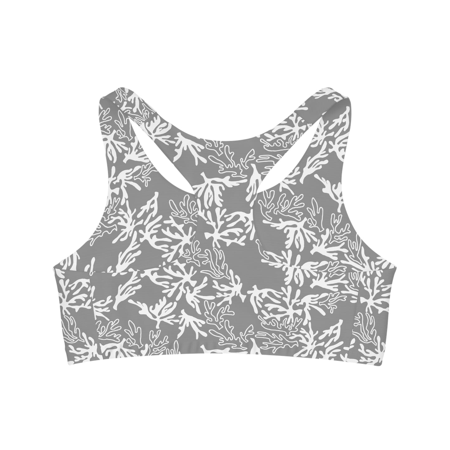 Coral Sharkskin Grey Seamless Sports Bra - Global Village Kailua Boutique