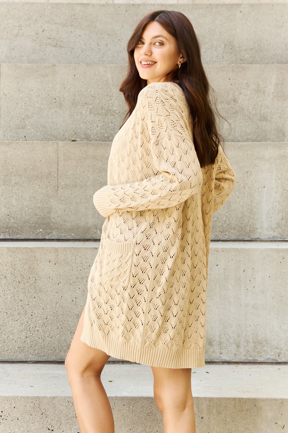 Cream Open Front Sweater Cardigan - Global Village Kailua Boutique