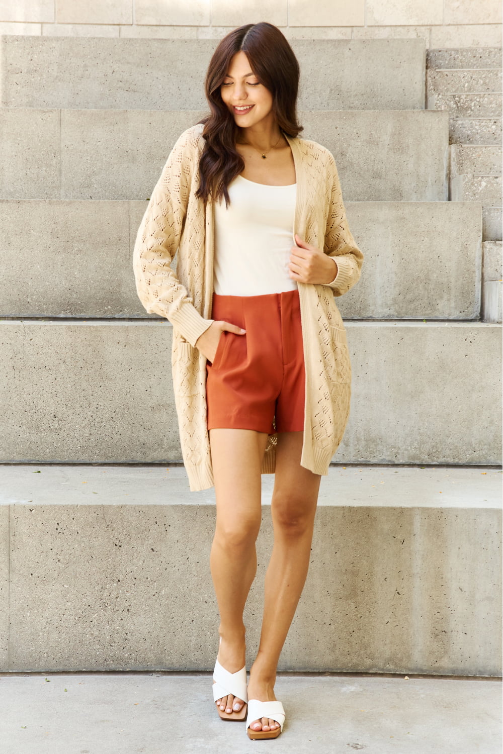 Cream Open Front Sweater Cardigan - Global Village Kailua Boutique
