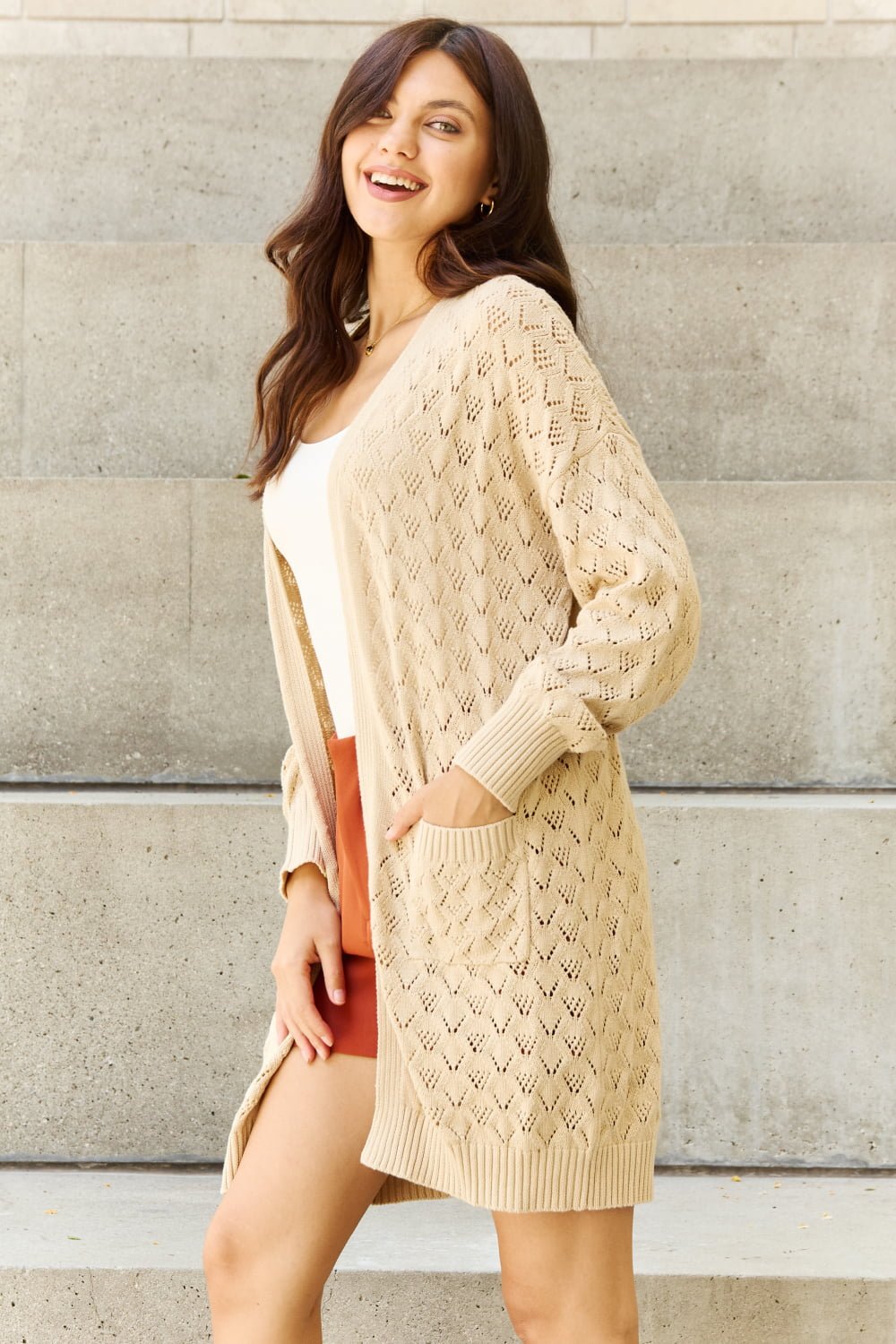 Cream Open Front Sweater Cardigan - Global Village Kailua Boutique