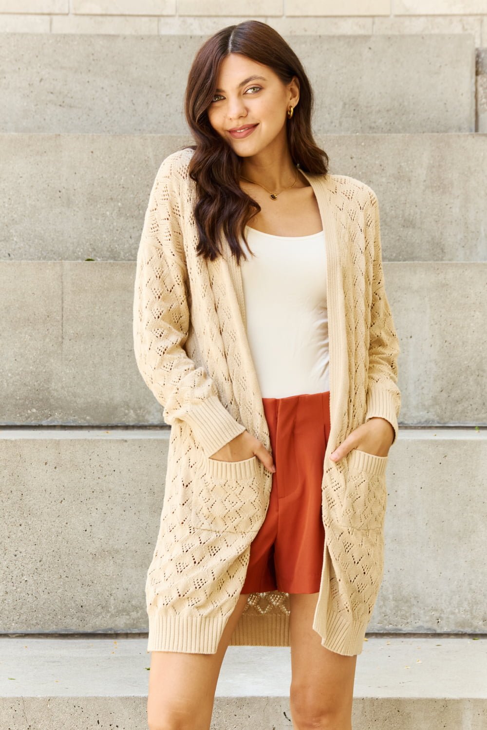 Cream Open Front Sweater Cardigan - Global Village Kailua Boutique