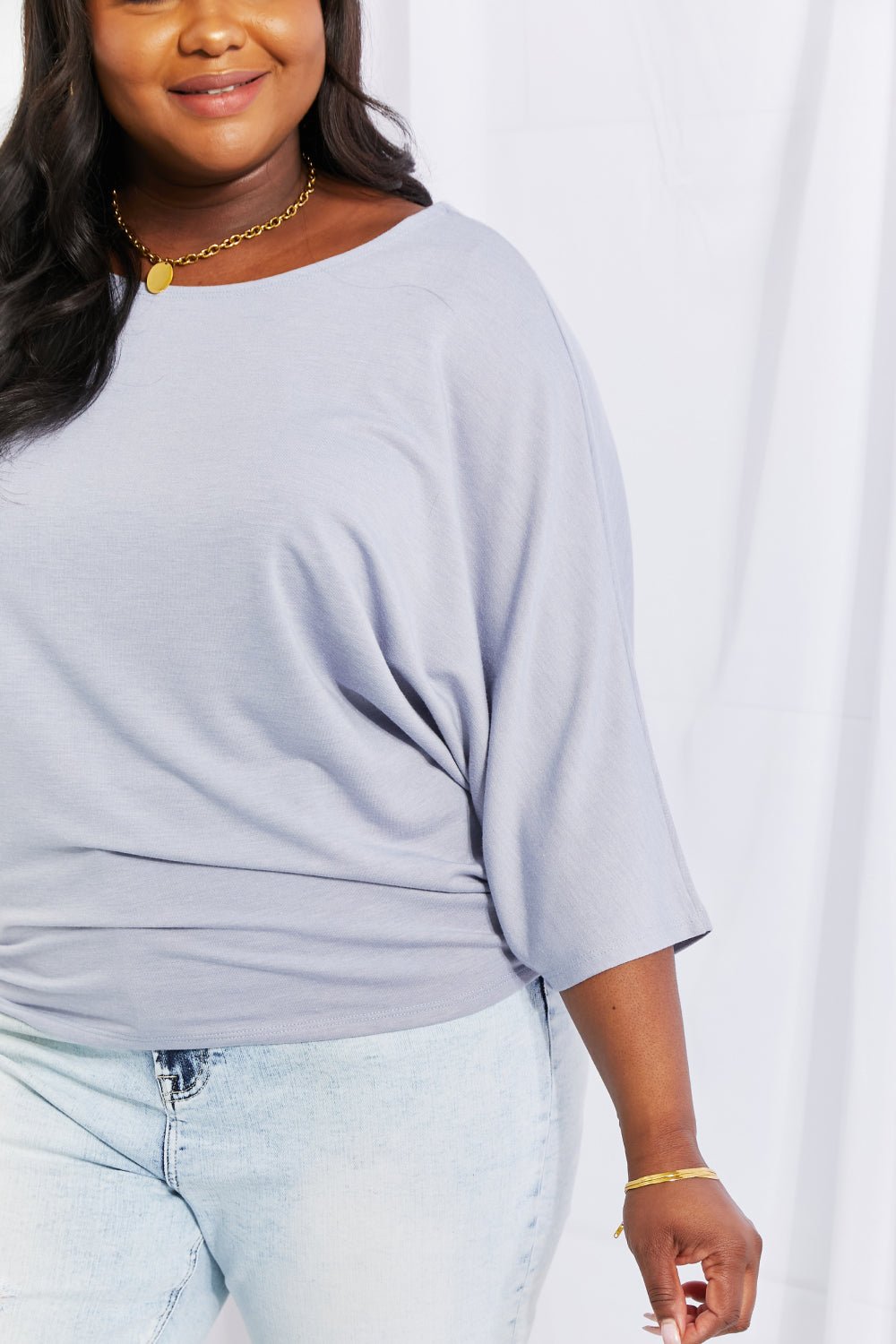 Dolman Sleeve Top Misty Blue - Global Village Kailua Boutique