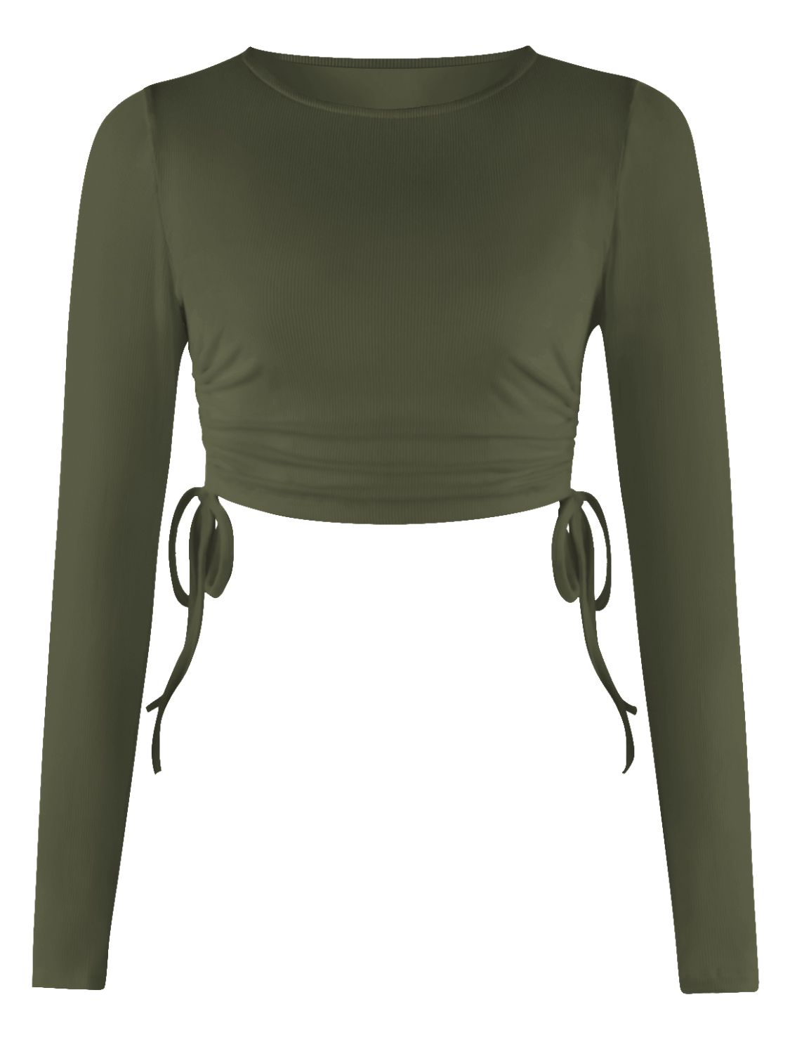Drawstring Crop Long Sleeve Top - Global Village Kailua Boutique