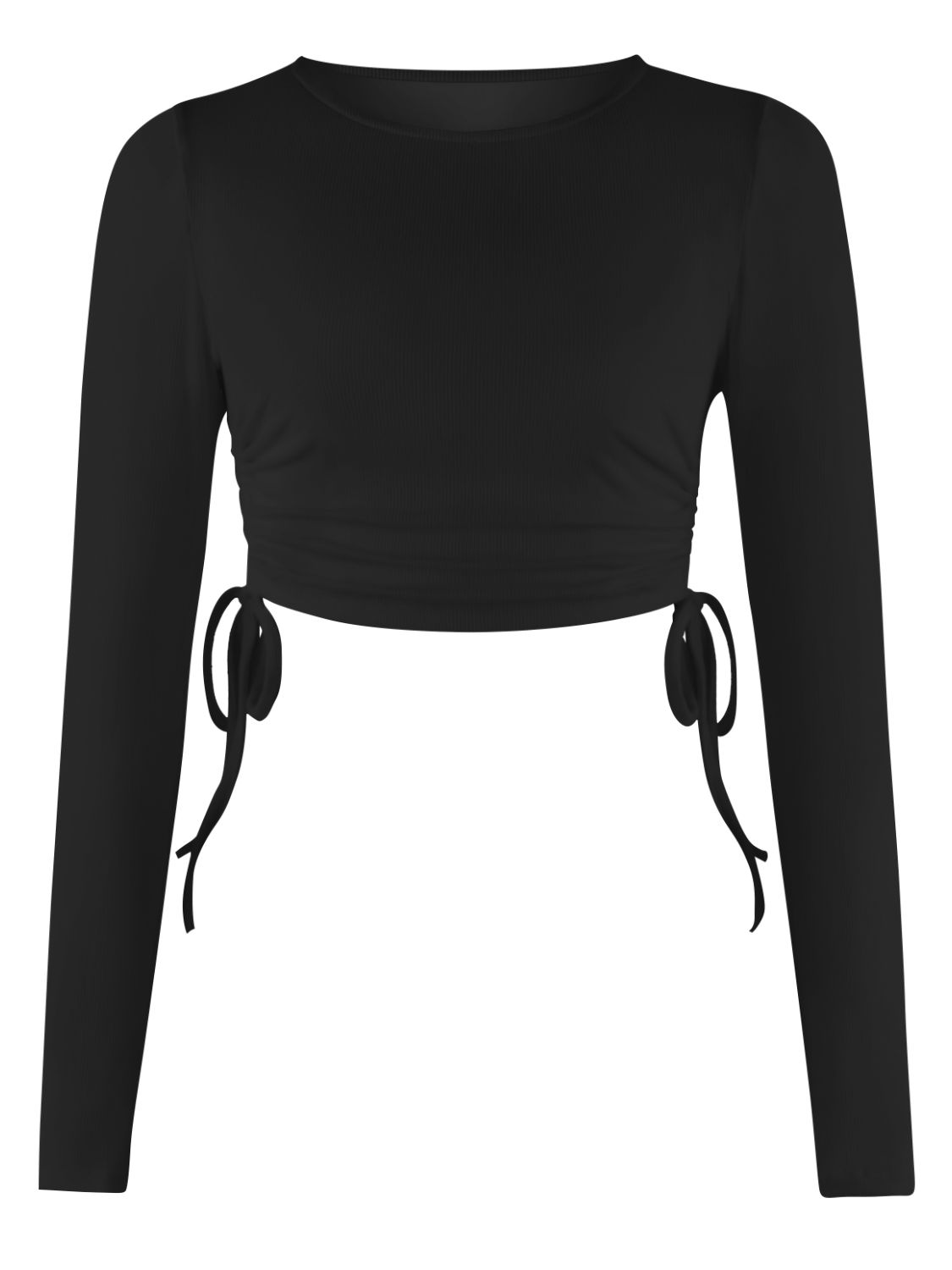Drawstring Crop Long Sleeve Top - Global Village Kailua Boutique