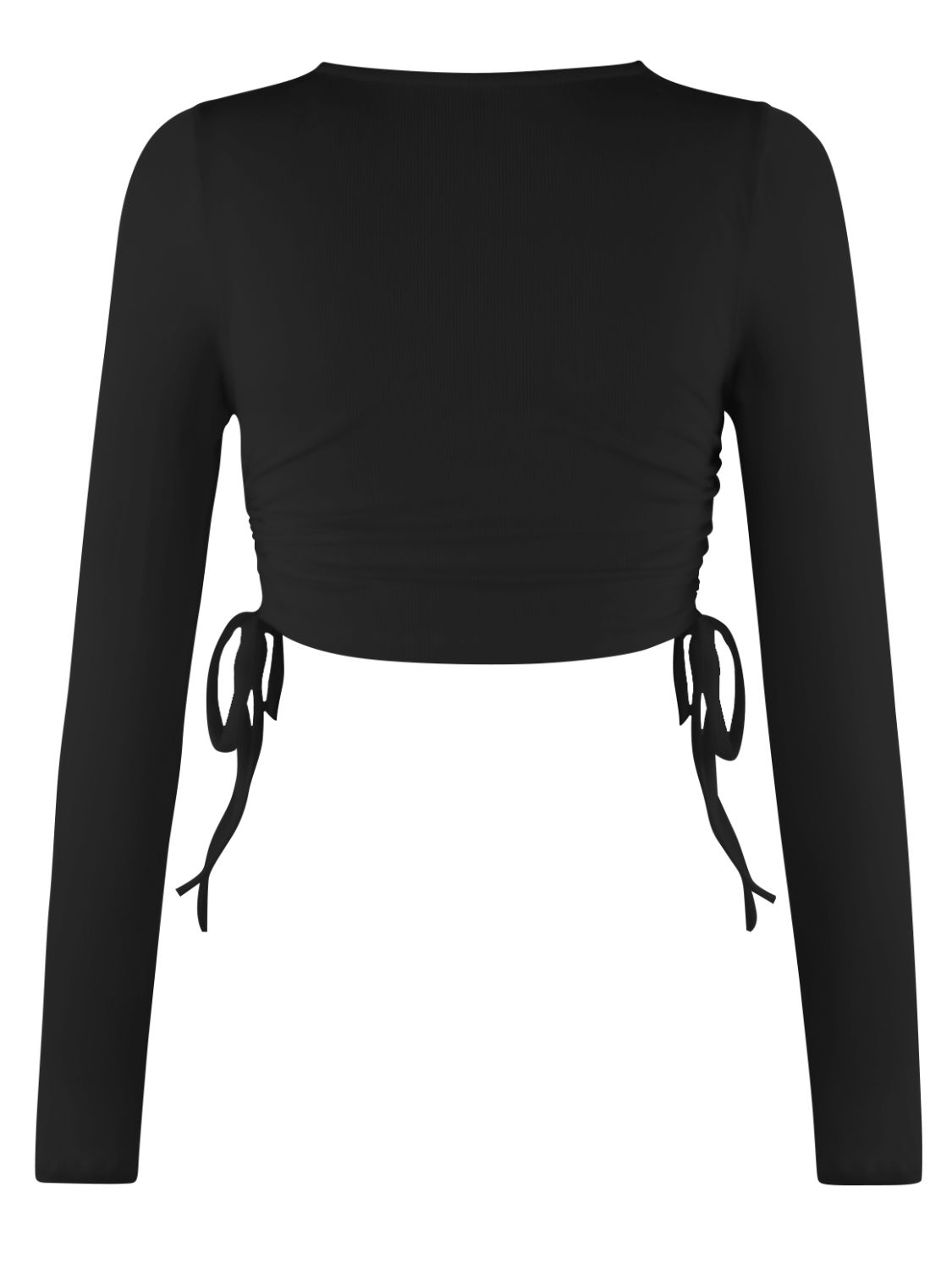 Drawstring Crop Long Sleeve Top - Global Village Kailua Boutique