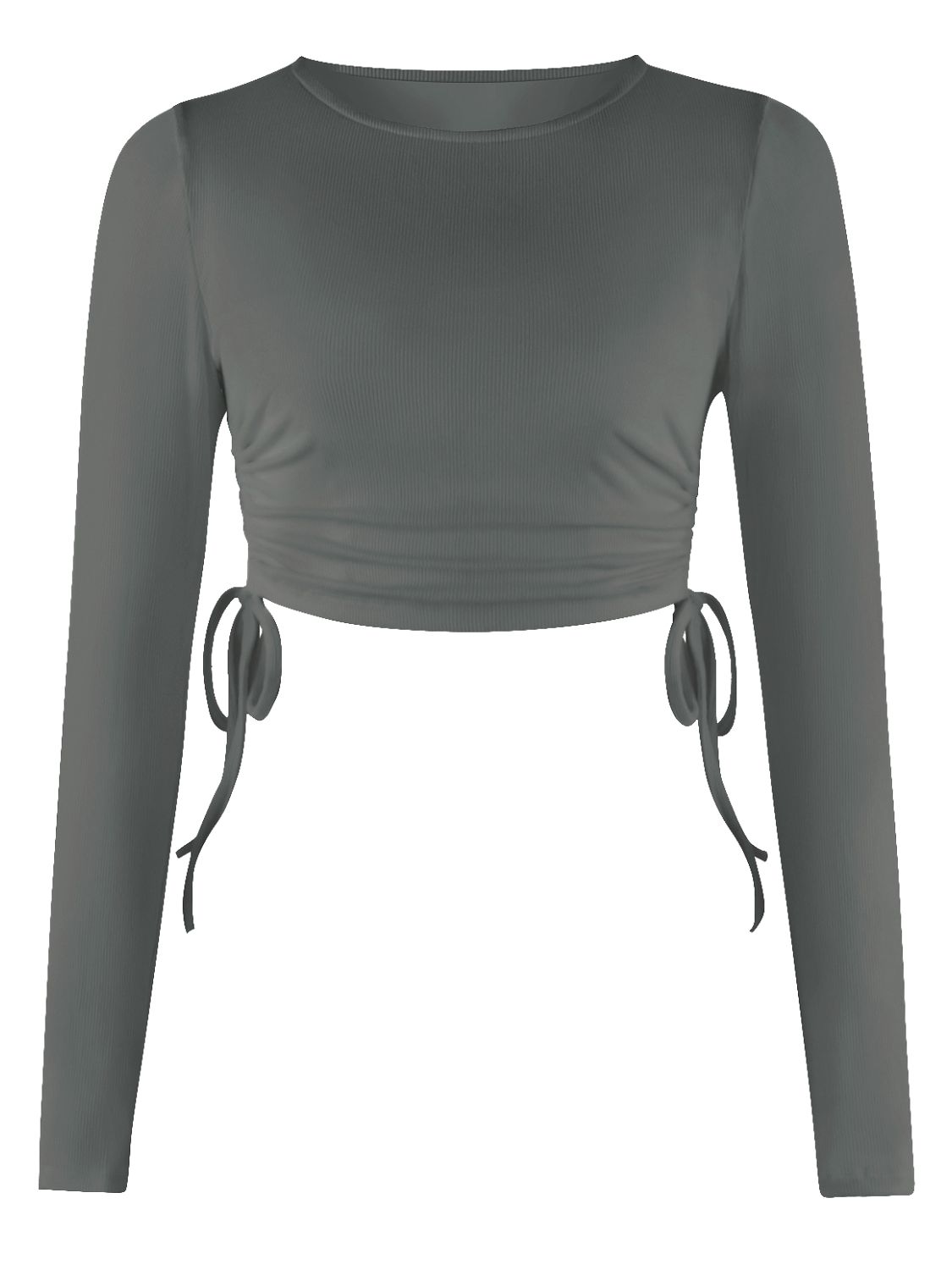 Drawstring Crop Long Sleeve Top - Global Village Kailua Boutique