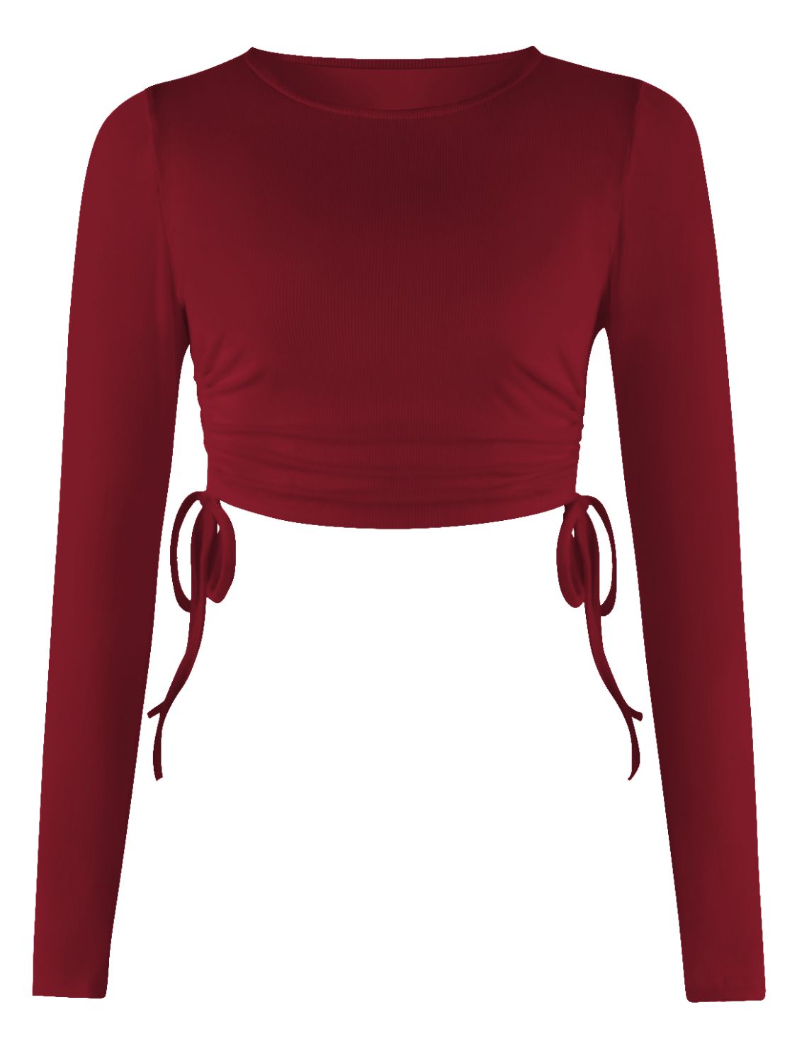 Drawstring Crop Long Sleeve Top - Global Village Kailua Boutique