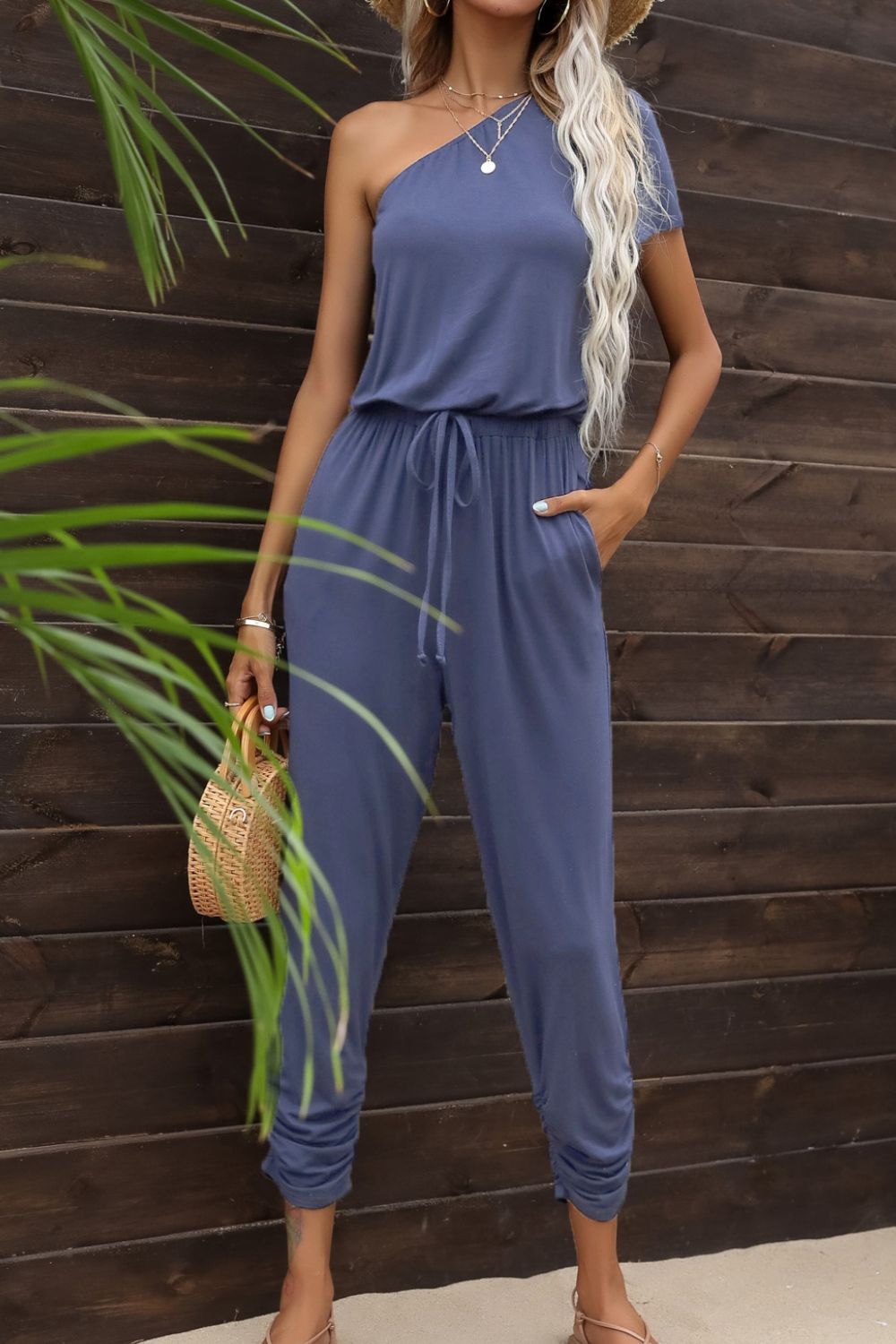 Drawstring cheap waist jumpsuit