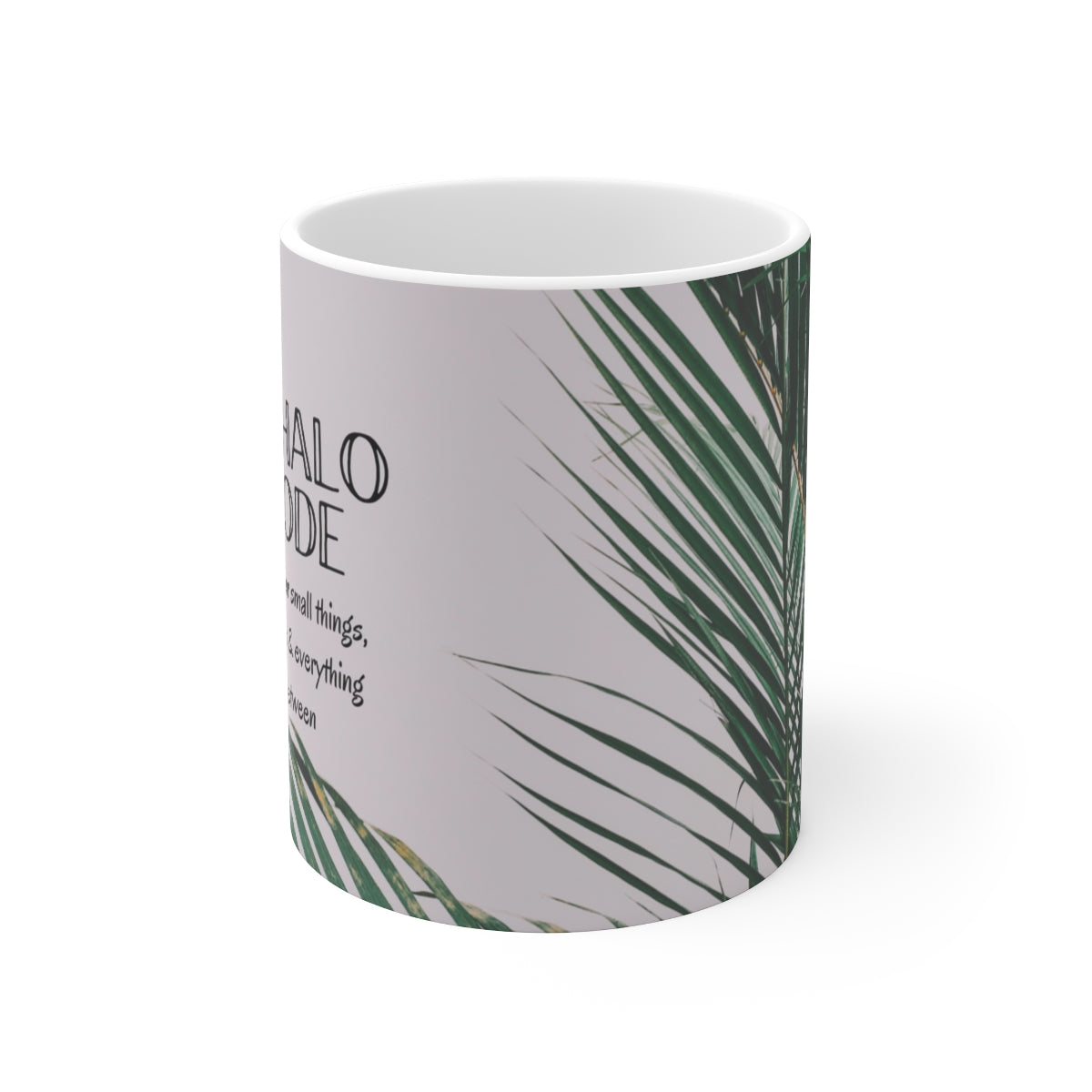 11oz Mug Mahalo Mode Palm Leaf Global Village Kailua Boutique