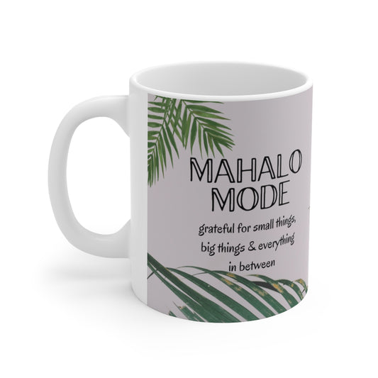 11oz Mug Mahalo Mode Palm Leaf Global Village Kailua Boutique