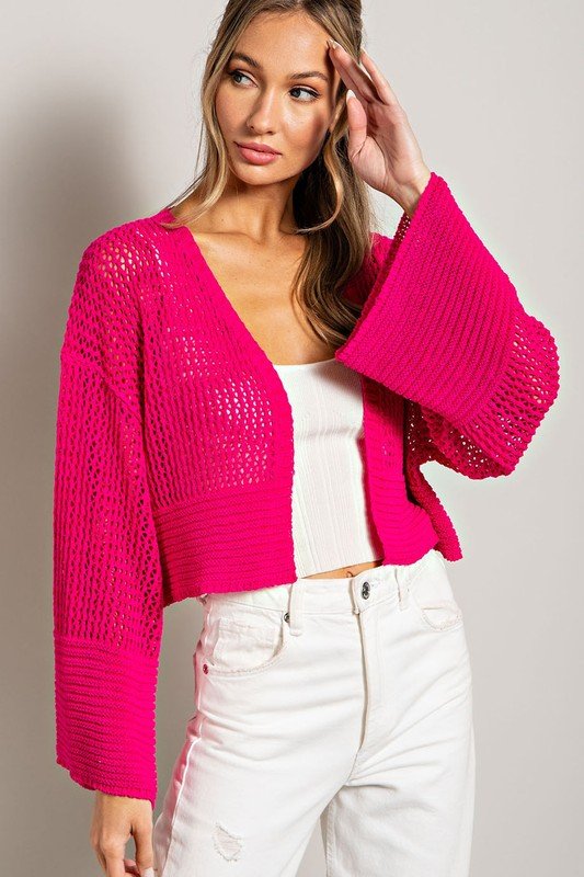 Eyelet Knit Cardigan - Global Village Kailua Boutique
