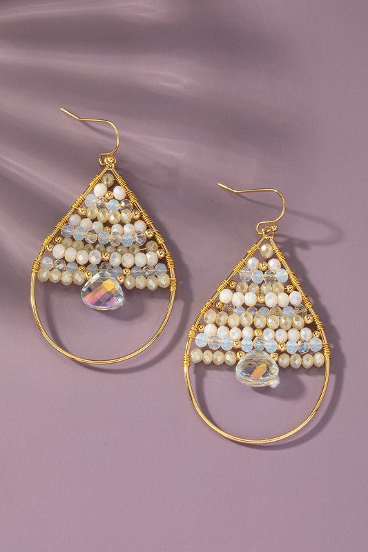 Faceted glass beaded teardrop hoop earrings - Global Village Kailua Boutique