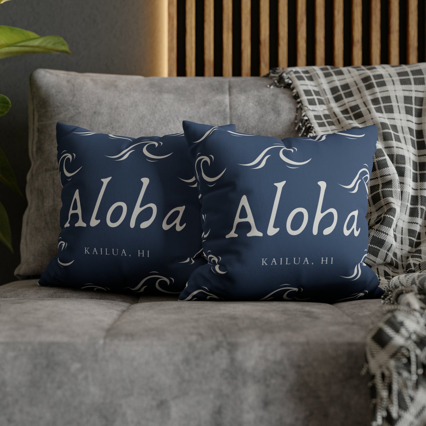 Faux Suede Square Pillow Case Aloha Wave (4 sizes) - Global Village Kailua Boutique