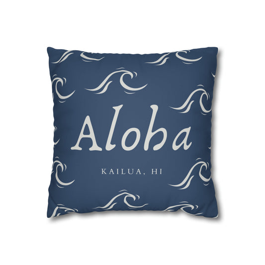 Faux Suede Square Pillow Case Aloha Wave (4 sizes) - Global Village Kailua Boutique