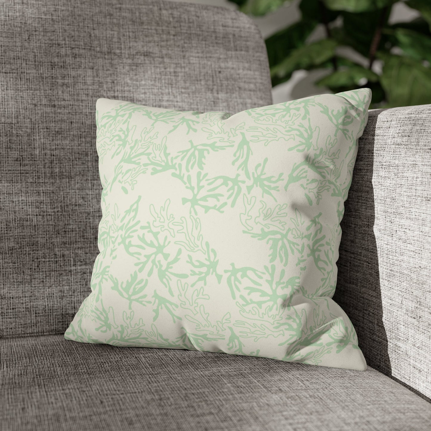 Faux Suede Square Pillow Case Coral Sage (4 sizes) - Global Village Kailua Boutique