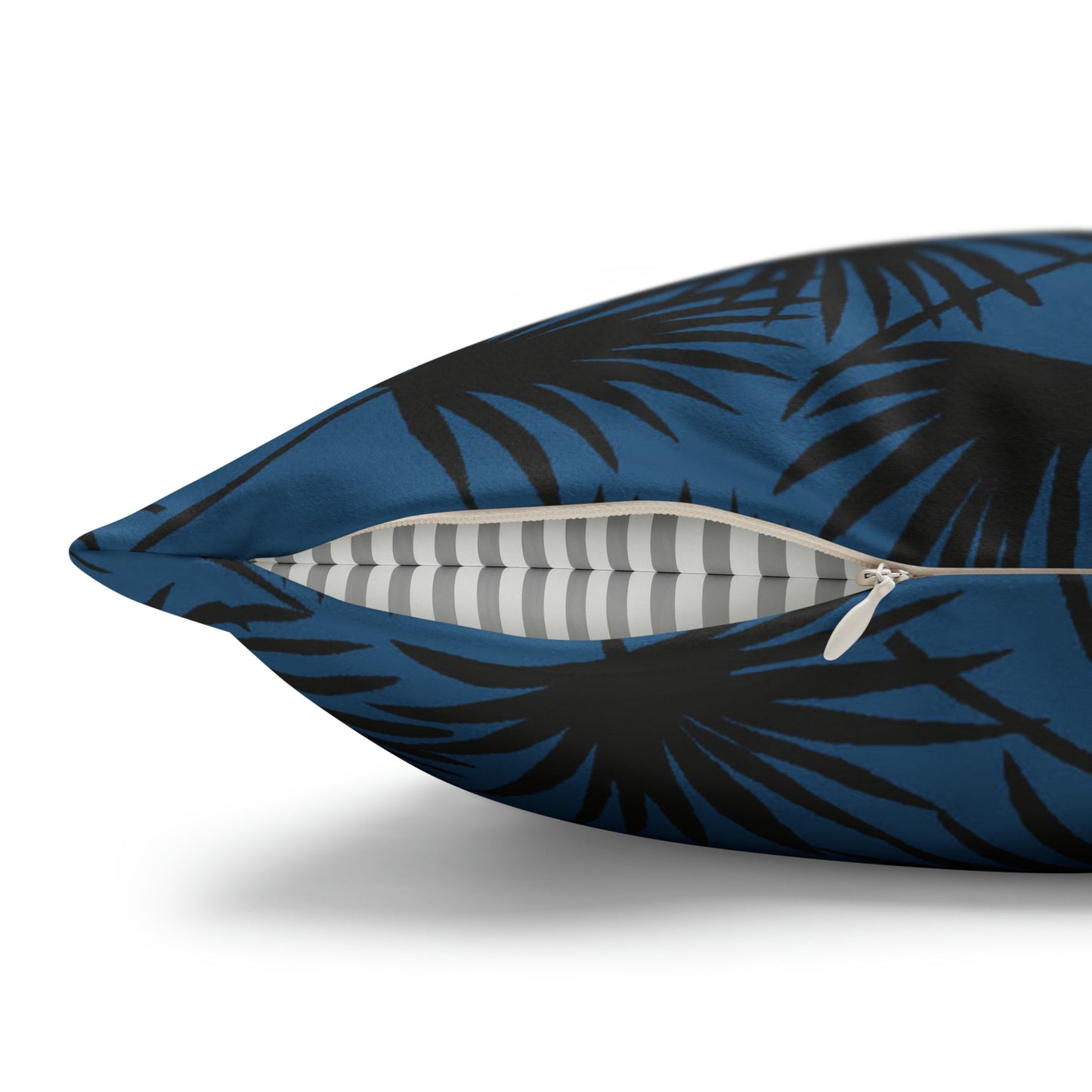 Faux Suede Square Pillow Case Fan Palm Indigo (4 sizes) - Global Village Kailua Boutique