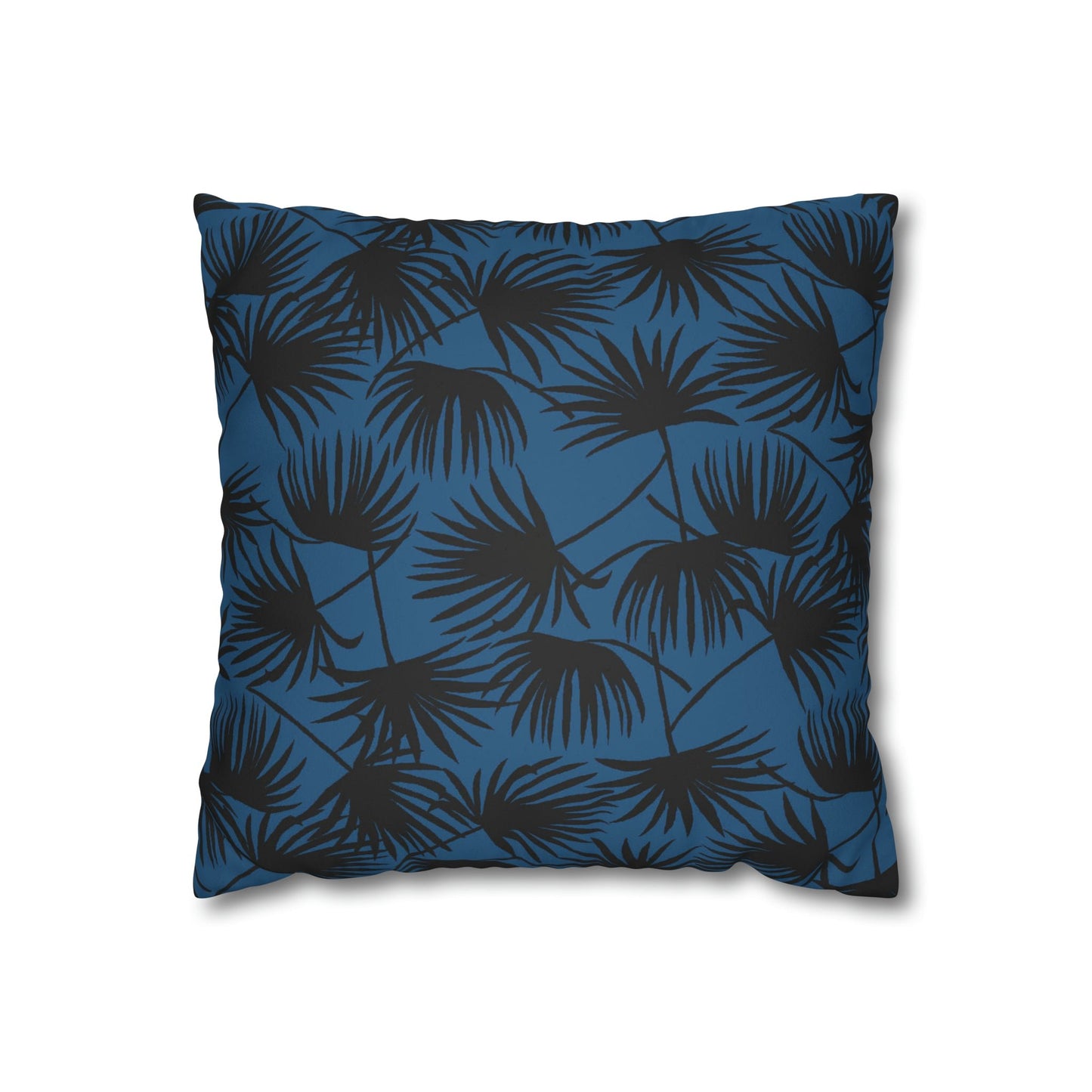 Faux Suede Square Pillow Case Fan Palm Indigo (4 sizes) - Global Village Kailua Boutique