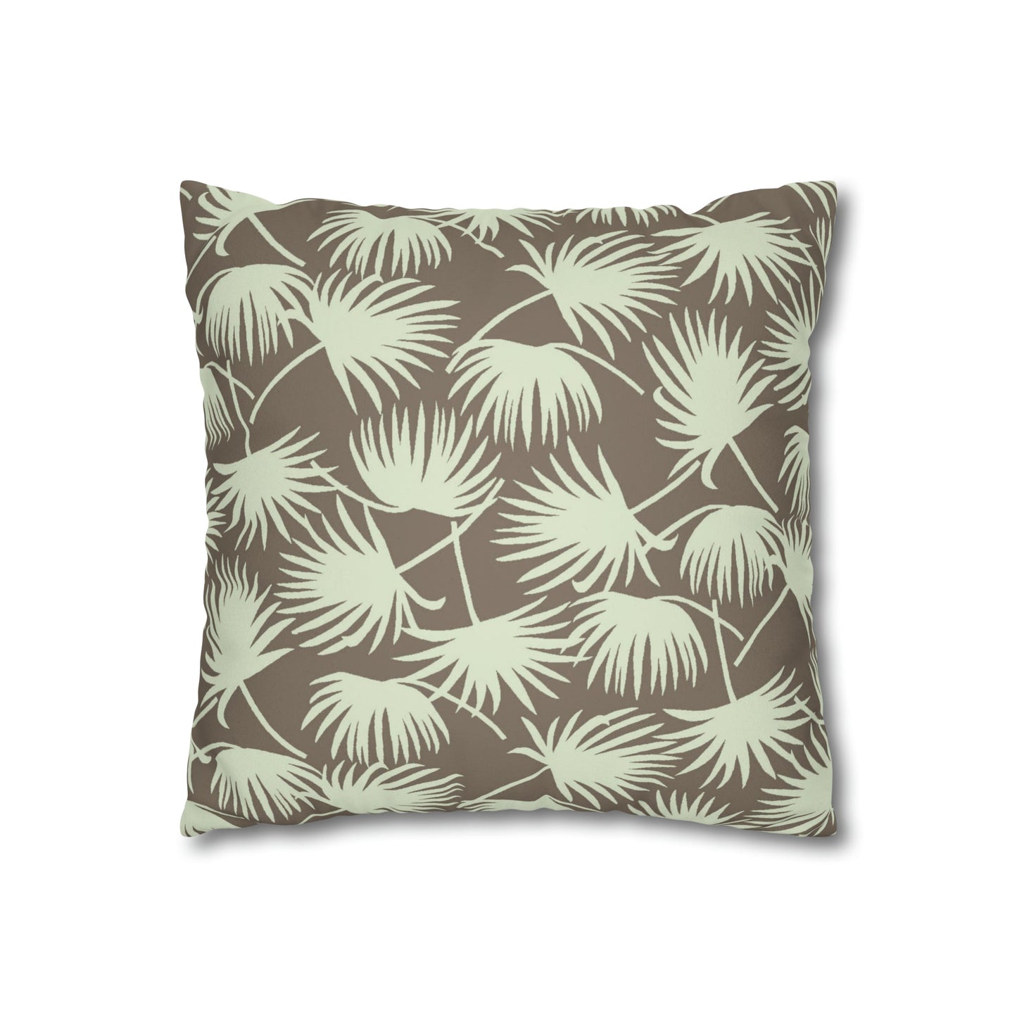 Faux Suede Square Pillow Case Fan Palm Mocha Mint (4 sizes) - Global Village Kailua Boutique