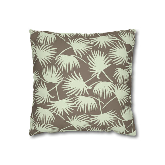 Faux Suede Square Pillow Case Fan Palm Mocha Mint (4 sizes) - Global Village Kailua Boutique
