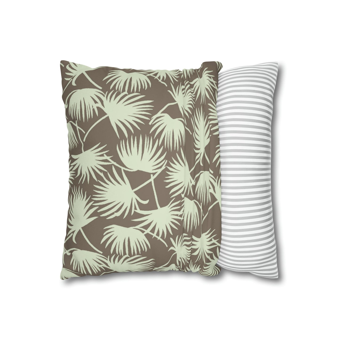 Faux Suede Square Pillow Case Fan Palm Mocha Mint (4 sizes) - Global Village Kailua Boutique