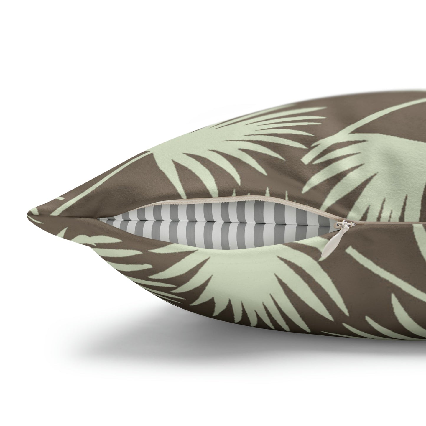 Faux Suede Square Pillow Case Fan Palm Mocha Mint (4 sizes) - Global Village Kailua Boutique