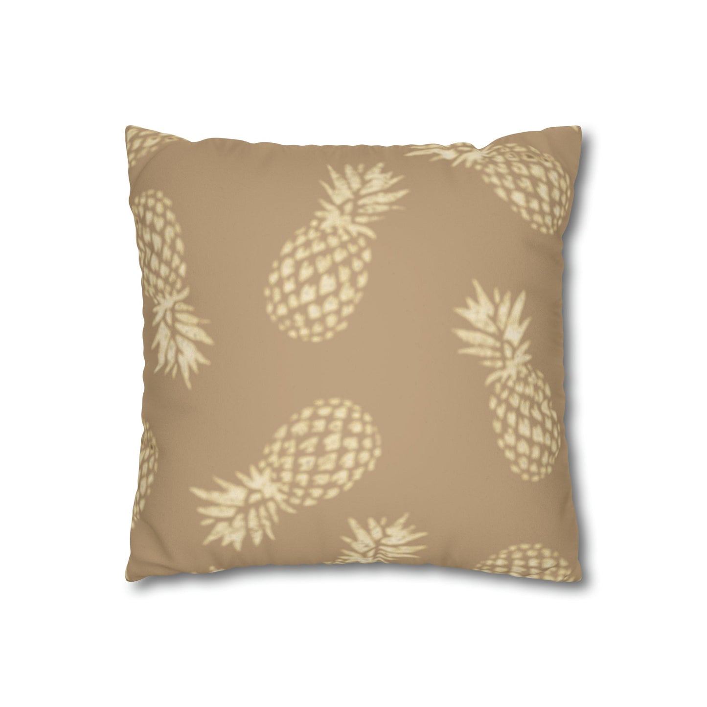 Faux Suede Square Pillow Case Large Pineapple Khaki (4 sizes) - Global Village Kailua Boutique