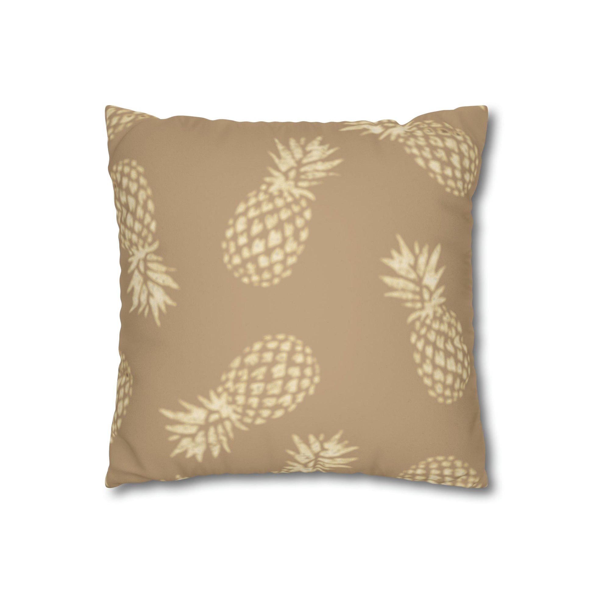 Faux Suede Square Pillow Case Large Pineapple Khaki (4 sizes) - Global Village Kailua Boutique