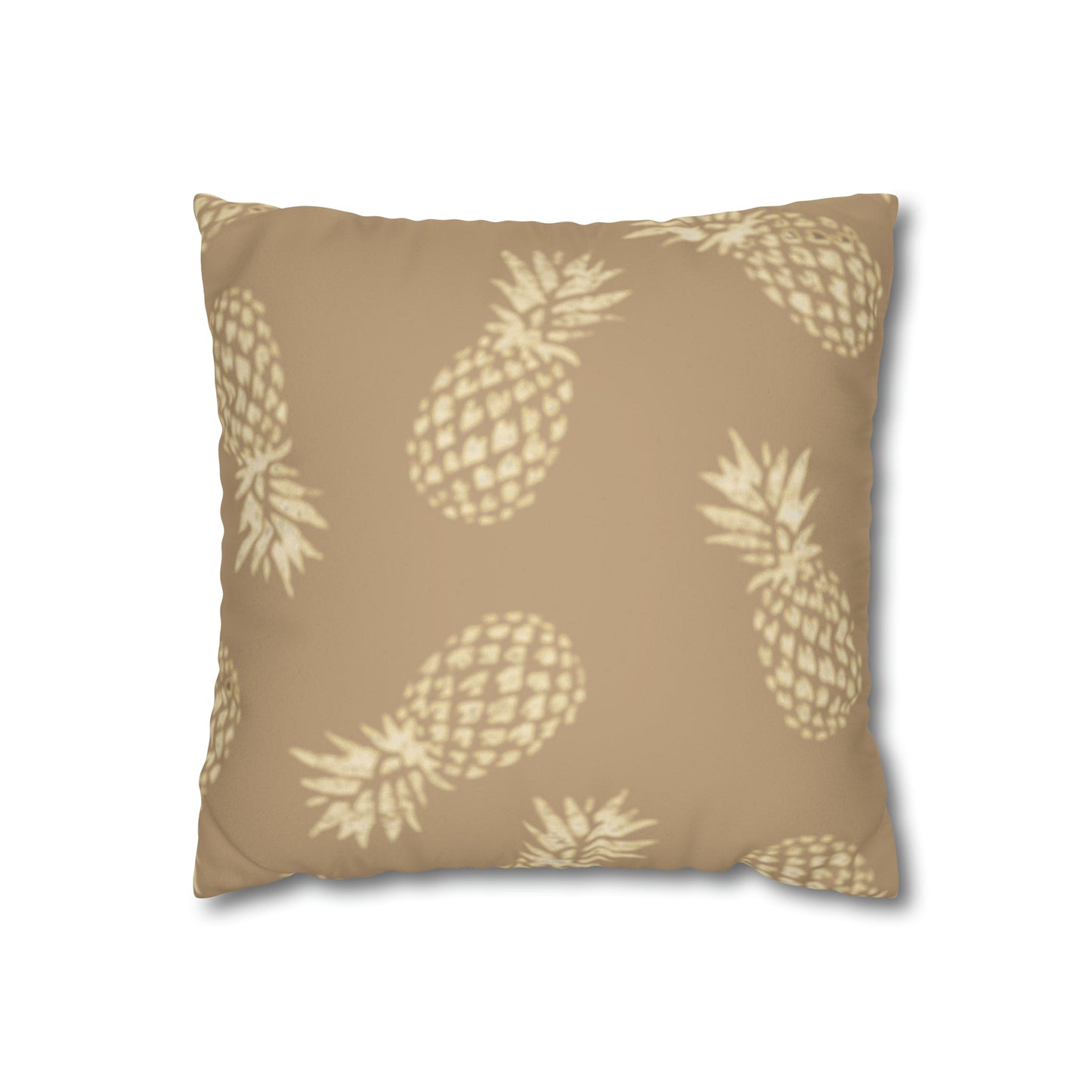 Faux Suede Square Pillow Case Large Pineapple Khaki (4 sizes) - Global Village Kailua Boutique