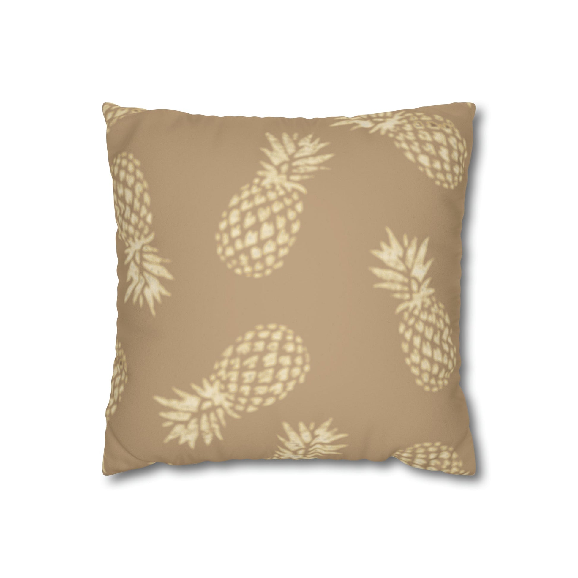 Faux Suede Square Pillow Case Large Pineapple Khaki (4 sizes) - Global Village Kailua Boutique