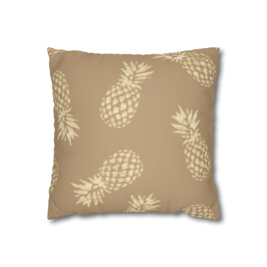 Faux Suede Square Pillow Case Large Pineapple Khaki (4 sizes) - Global Village Kailua Boutique