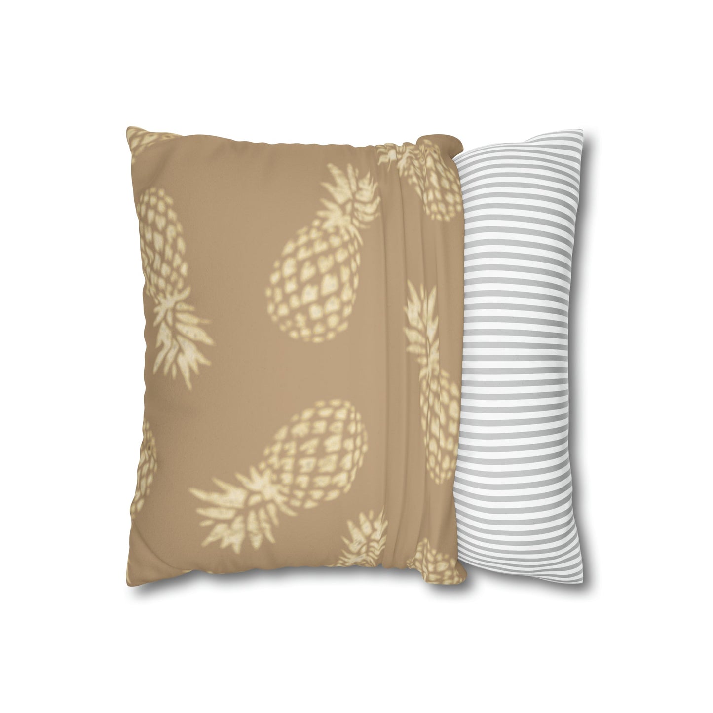 Faux Suede Square Pillow Case Large Pineapple Khaki (4 sizes) - Global Village Kailua Boutique