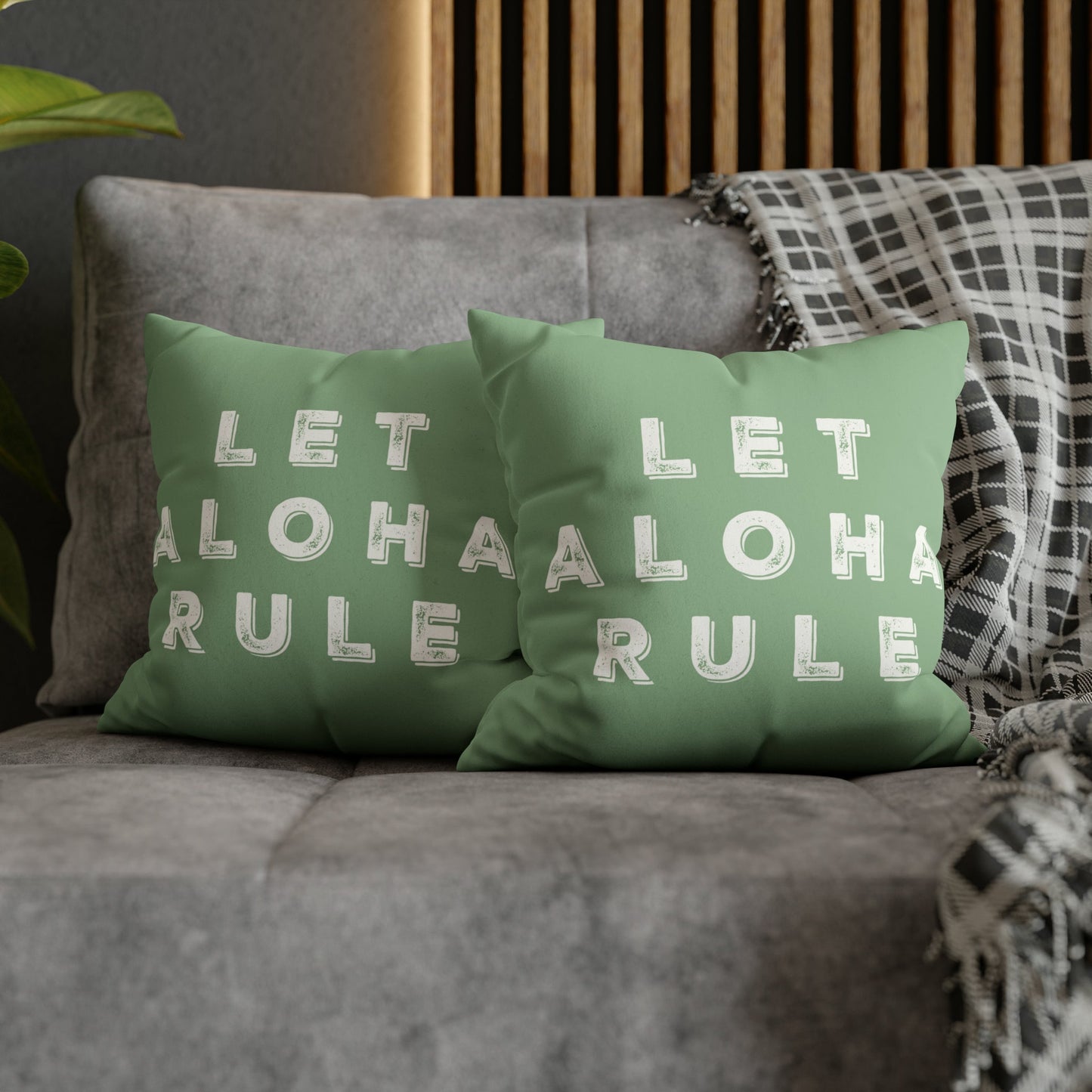 Faux Suede Square Pillow Case Let Aloha Rule (4 sizes) - Global Village Kailua Boutique