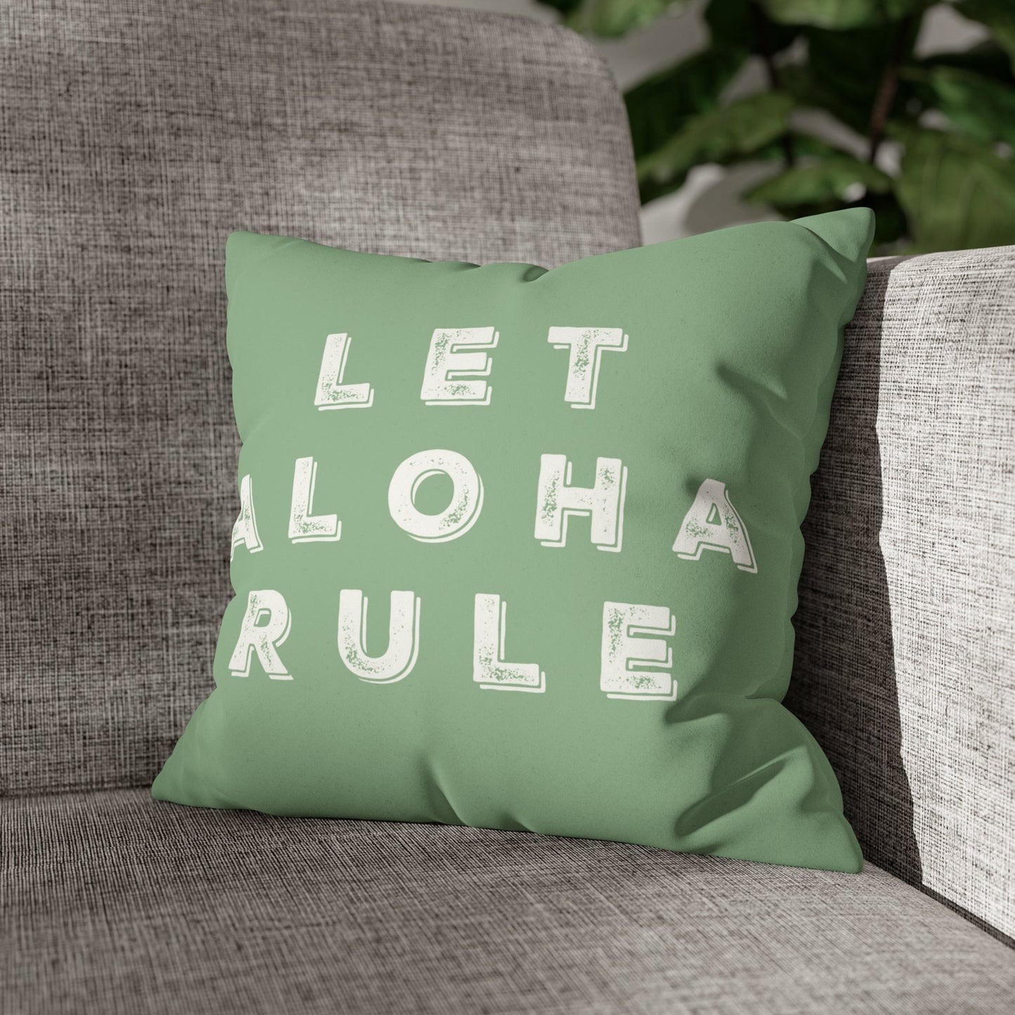 Faux Suede Square Pillow Case Let Aloha Rule (4 sizes) - Global Village Kailua Boutique