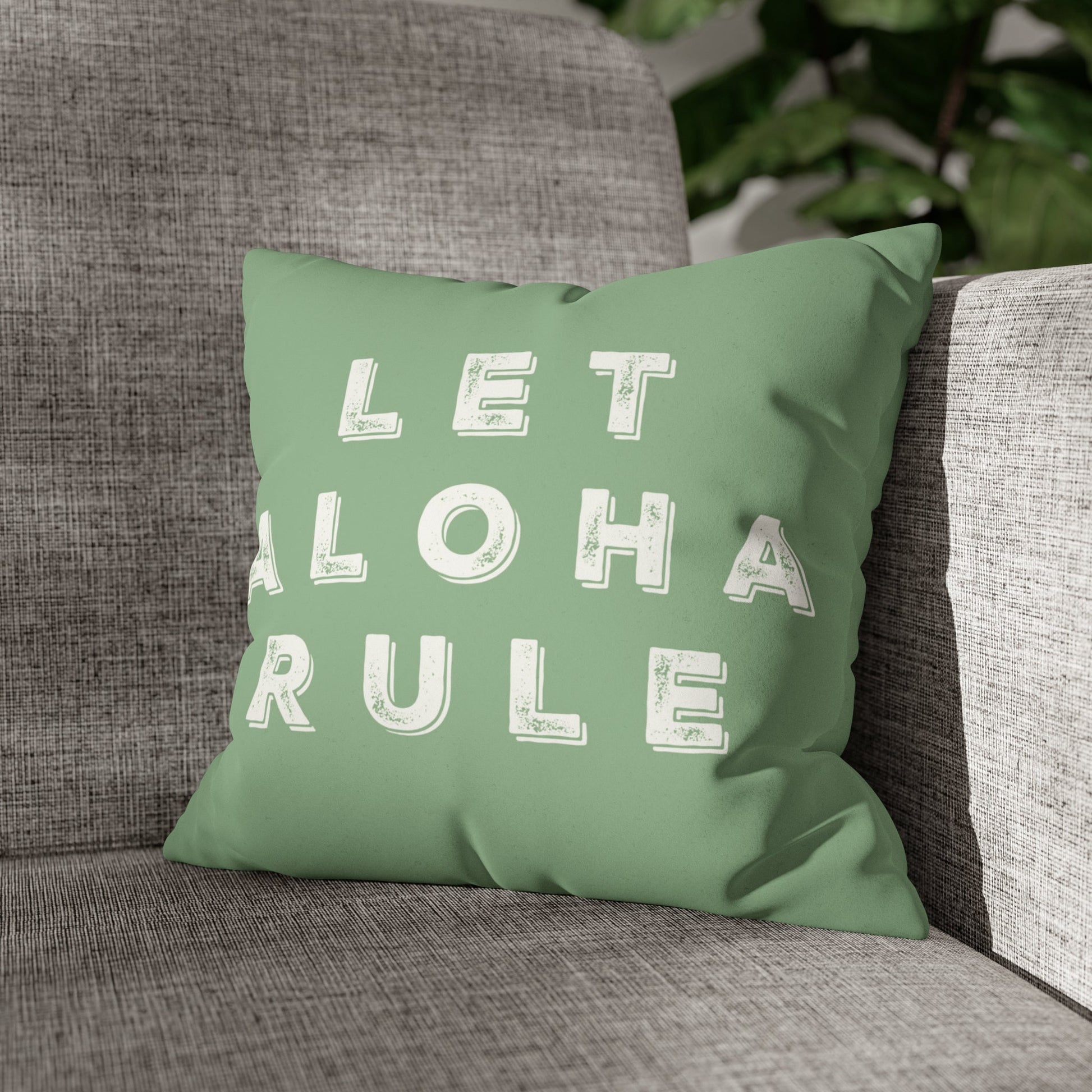 Faux Suede Square Pillow Case Let Aloha Rule (4 sizes) - Global Village Kailua Boutique