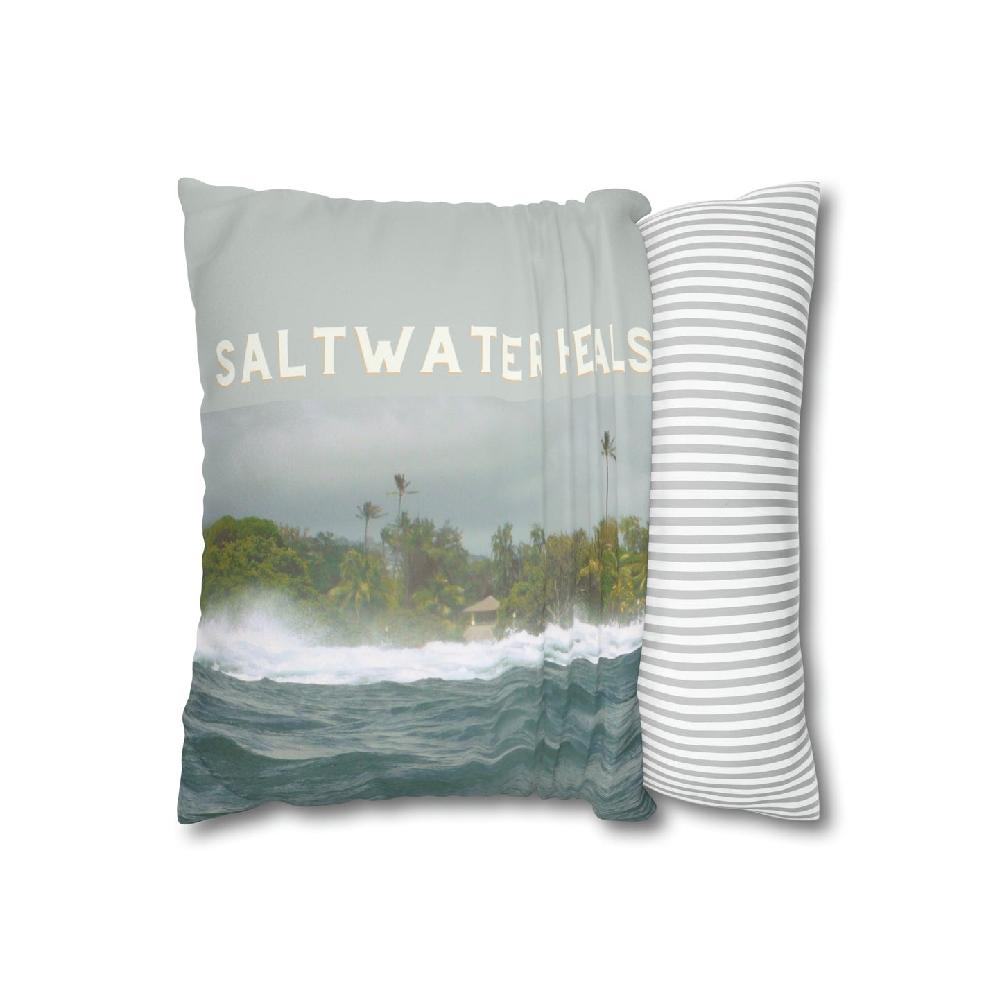 Faux Suede Square Pillow Case Saltwater Heals (4 sizes) - Global Village Kailua Boutique