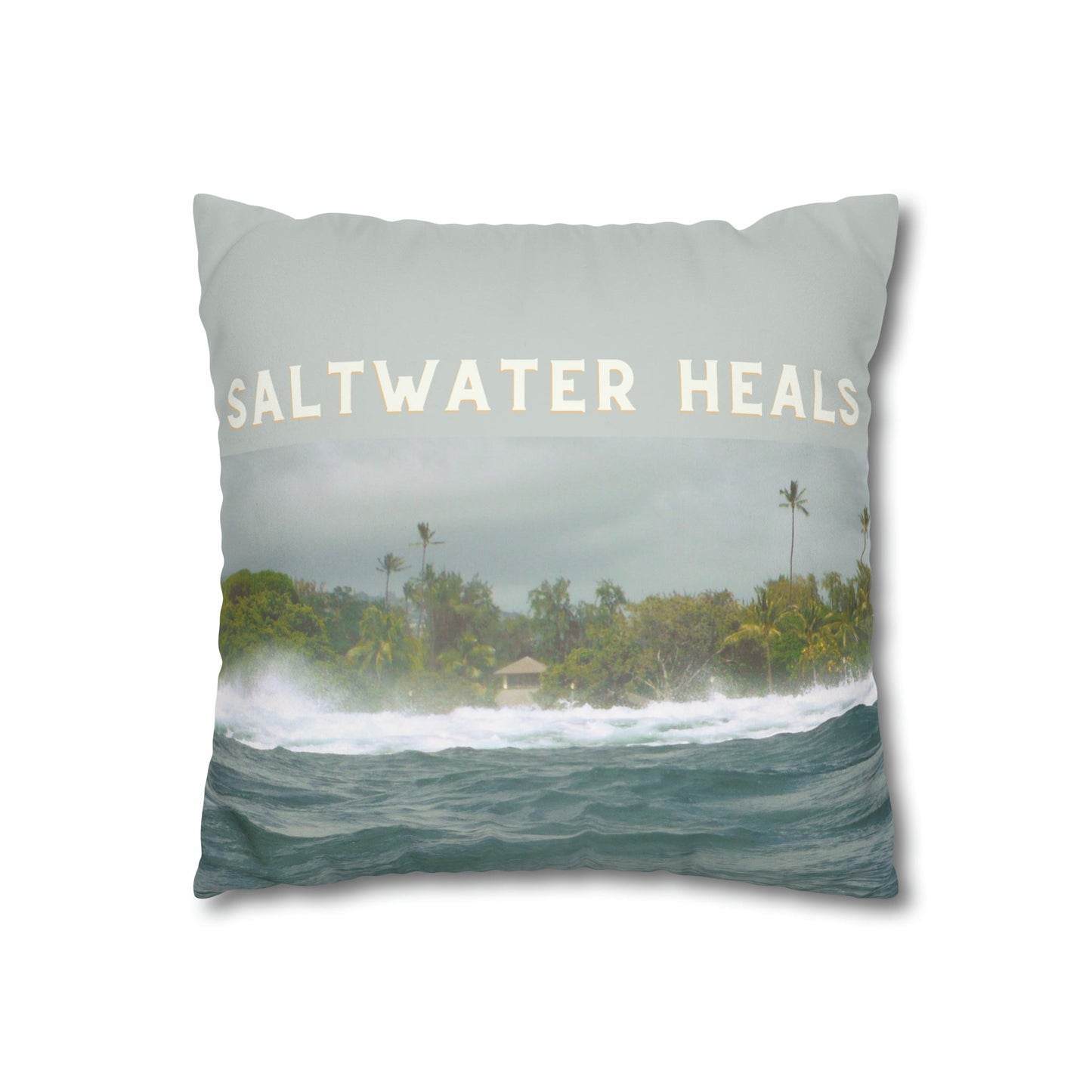 Faux Suede Square Pillow Case Saltwater Heals (4 sizes) - Global Village Kailua Boutique