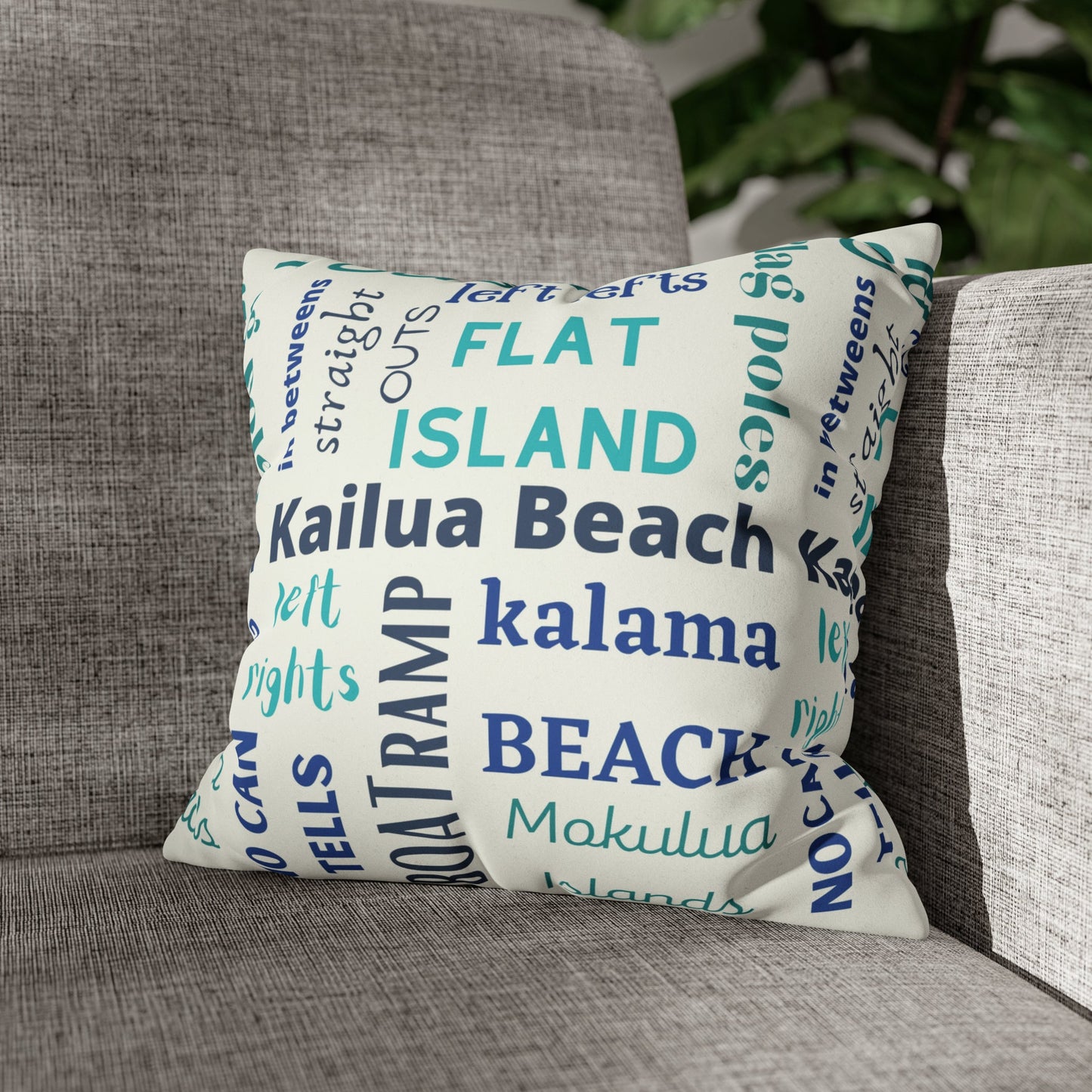 Faux Suede Square Pillow Case Surf Breaks & Beaches (4 sizes) - Global Village Kailua Boutique