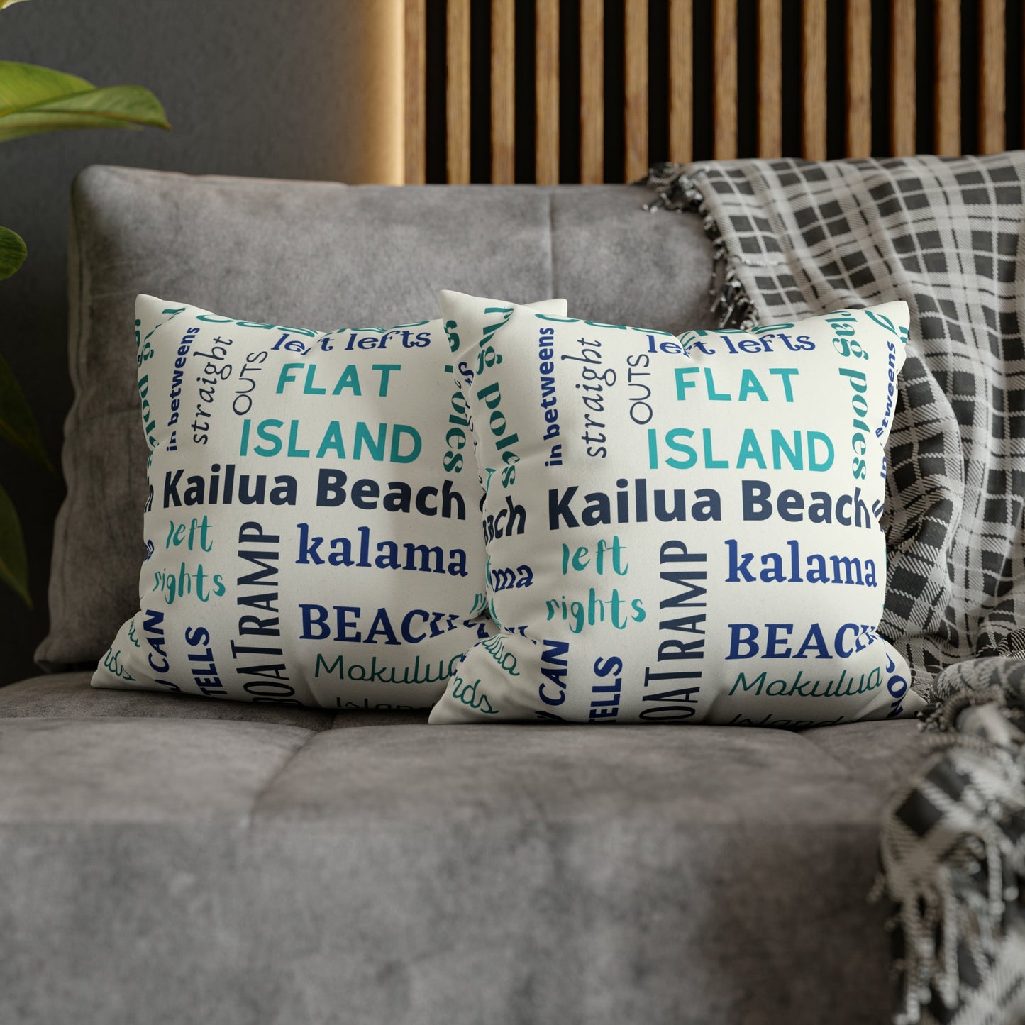Faux Suede Square Pillow Case Surf Breaks & Beaches (4 sizes) - Global Village Kailua Boutique